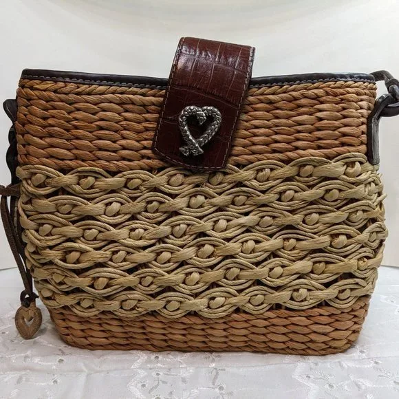 Retired Brighton Straw Crossbody Purse Vintage Genuine Brighton
